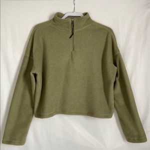 Cotton On Olive Green Cropped Zip-Up Sweater